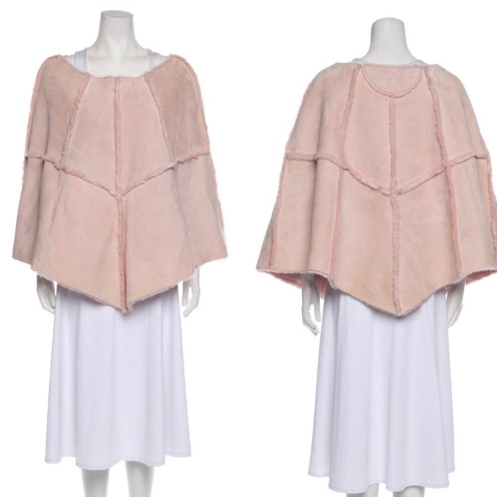 UGG Light Pink Beige Leather Poncho S/M
